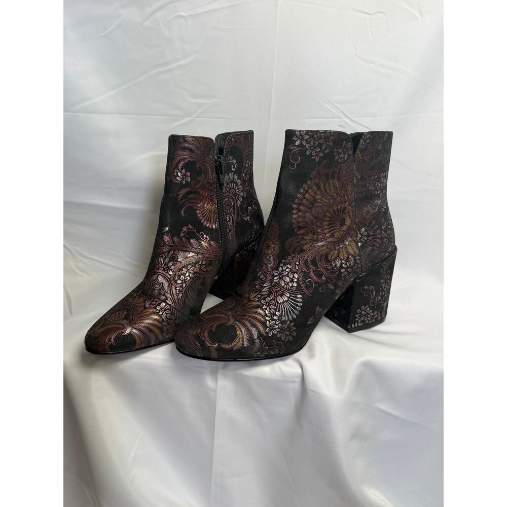 ALDO Metallic Brocade Chunky Ankle Booties Unique Paisley Purple 60s size 7 - Picture 3 of 10